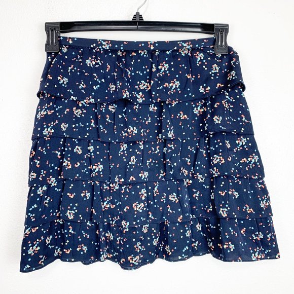 Tucker Skirt Women Extra Small Blue Confetti Tiered Ruffled Mini Casual Bottoms - Picture 1 of 8